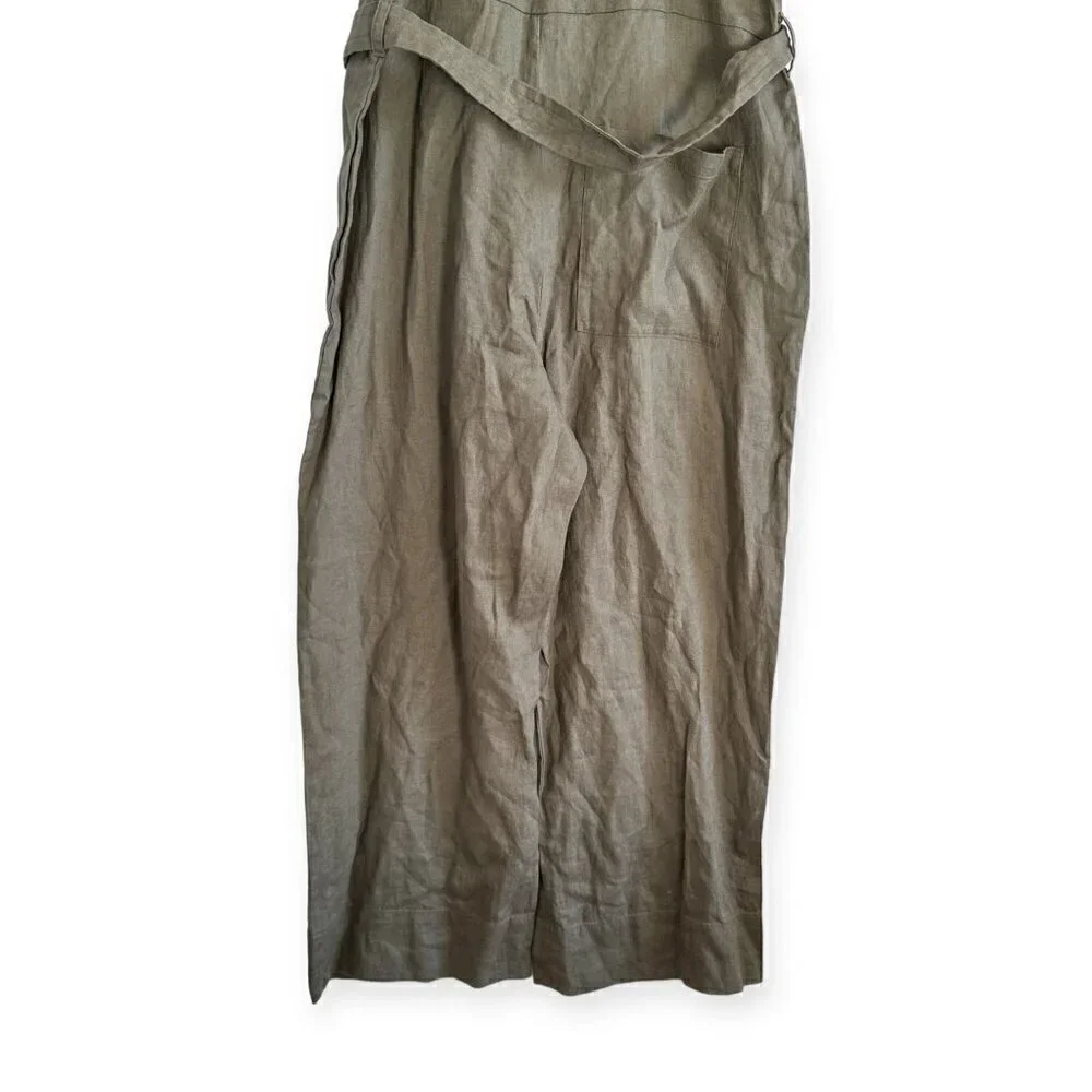 Everlane The Linen Jumpsuit in Pewter Green, Size 4, NWT